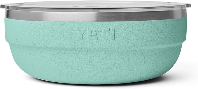 YETI Rambler Low Bowls, Vacuum Insulated, Stackable and Nestable Stainless Steel Bowl with Lid, 1.6 Quart, Sea Stone
