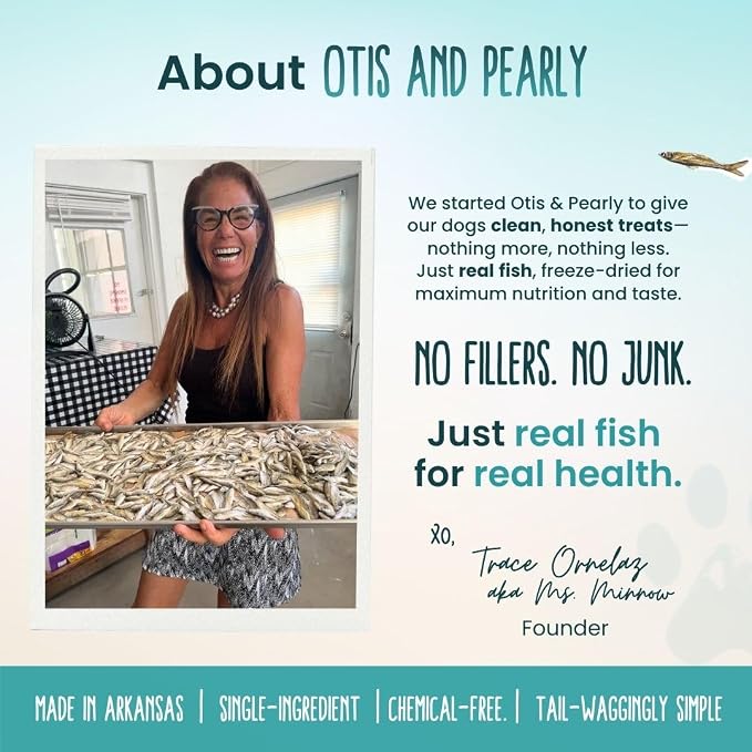 Otis & Pearly Freeze Dried Minnow Dog Treats - Single Ingredient, Made in USA - Healthy Protein Treat for Small, Medium, Large Breeds, Cats (4 oz)