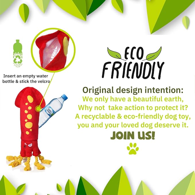 lilfrd Water Bottle Octopus Dog Toy, Squeaky Rope Stuffless Toys for Dogs | Durable Chew, Boredom Relief, Suitable for Small Medium Large Dogs