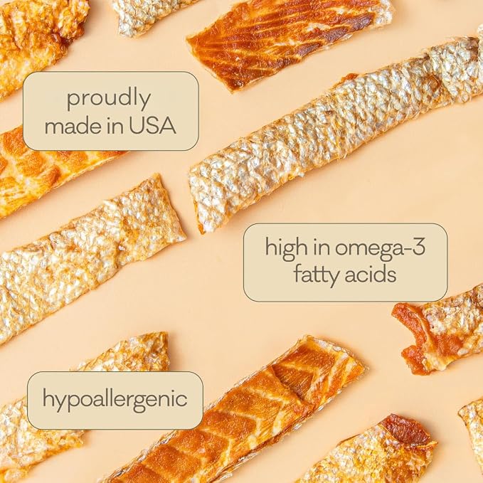 Polkadog Salmon Skin Dog Treats, Single Ingredient, Omega-3 Rich, 3oz
