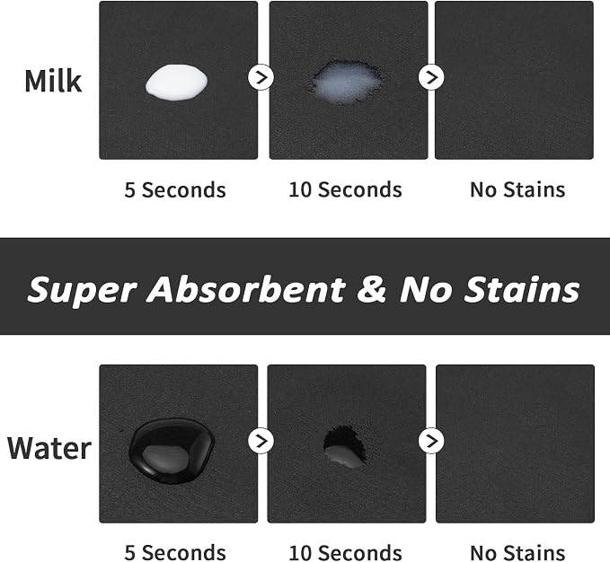 HotLive Dog Food Mat - Absorbent Cat Mat for Food and Water, No Stains Pet Feeding Bowl Mat, Easy to Clean Pet Placemats, Quick Dry Dog Water Dispenser Mat for Messy Drinkers | Paw Black 16"x 24"