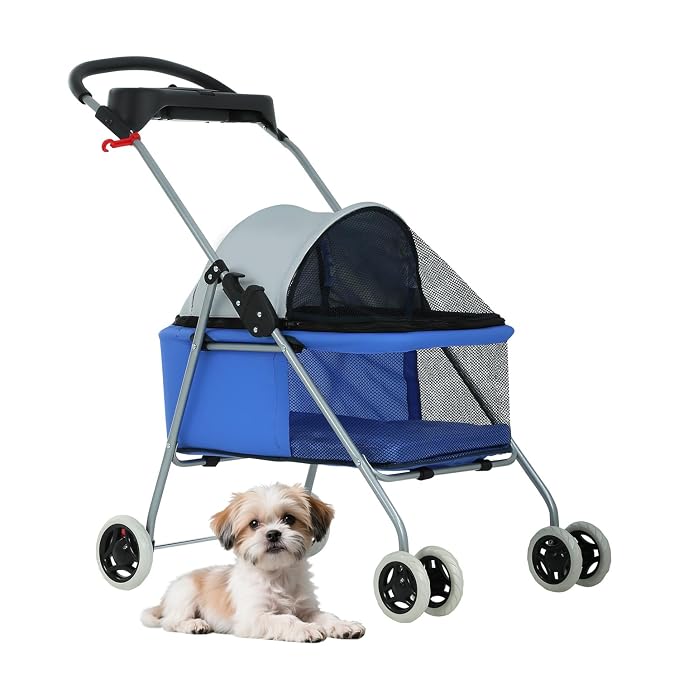 BestPet 4-Wheel Foldable Pet Stroller - up to 33lbs