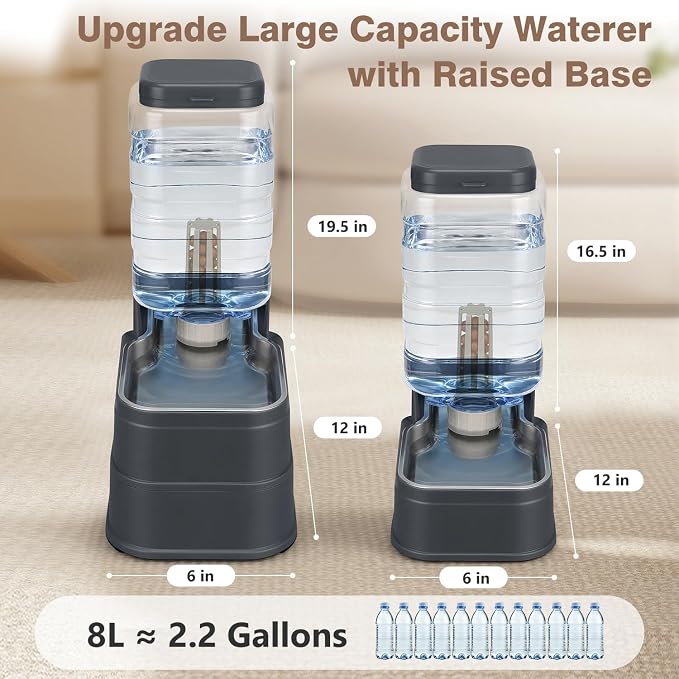 2.2 Gallon Pet Automatic Dog Water Dispenser Cat Gravity Waterer Feeder with Stainless Steel, 2.2 Gallon, Polyester