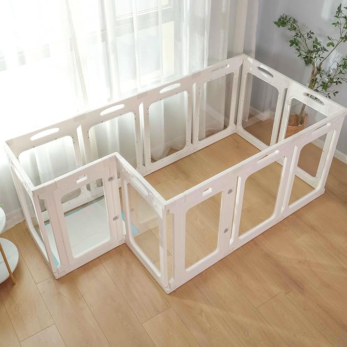 Clear Dog Playpen Extension Panels, 2 Pack, Height 24 inch, White
