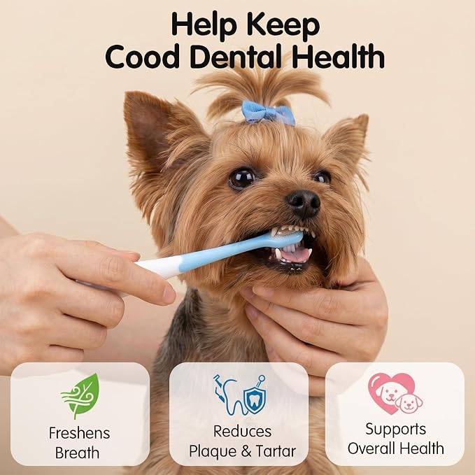 3Pcs Dog Toothbrush Kit for Small Dogs Cats, Ultra Soft Bristles Pet Toothbrush Set for Puppy Kitten Teeth Cleaning, Tiny Brush Head Tooth Brushing Kit (Red, Blue, Yellow)