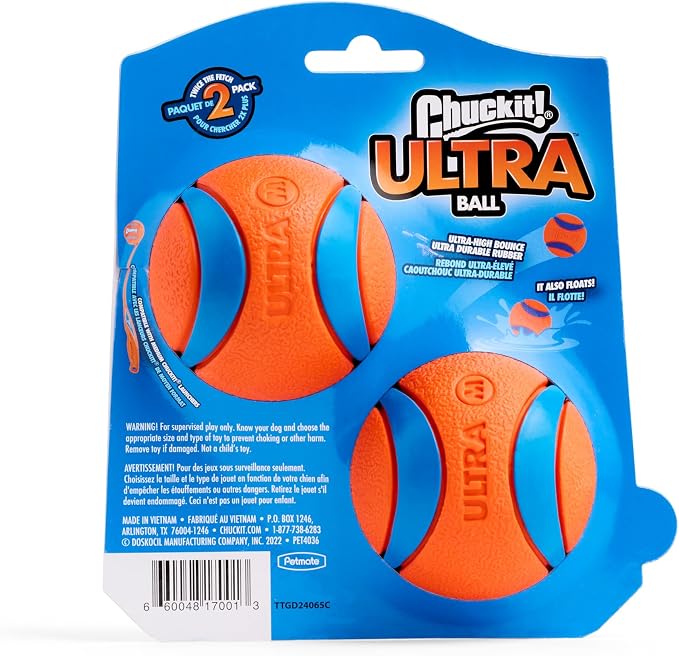 Chuckit! Ultra Ball Dog Toy, Medium, 2.5in, 2-Count, Pack of 6