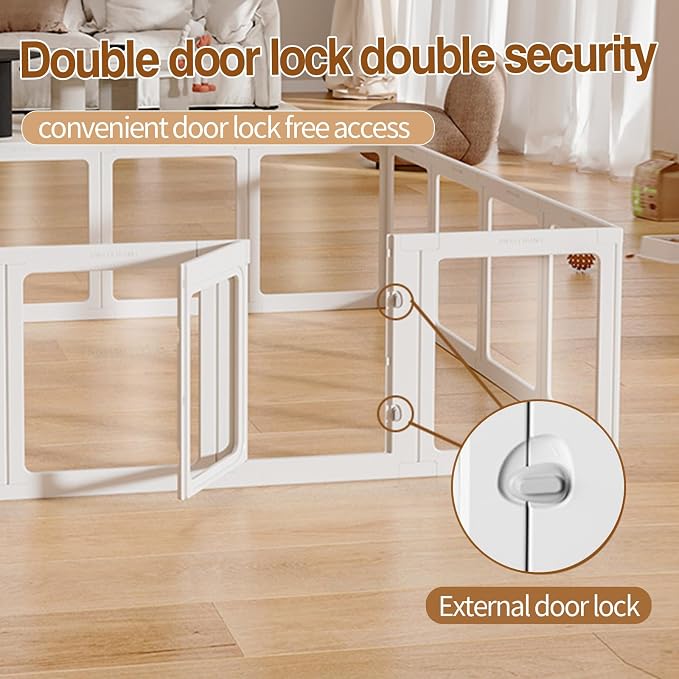 Clear Acrylic Dog Playpen with Door,23.6" Puppy Playpen,Easy Assemble Pet Fence for Puppies/Small Dog Play Pen Indoor (White, 23.6", 12 Panel)