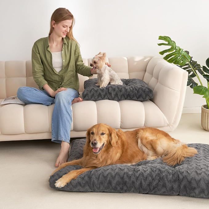 EHEYCIGA Washable Large Dog Bed for Crate, 36x27 Inch Pet Bed, Charcoal
