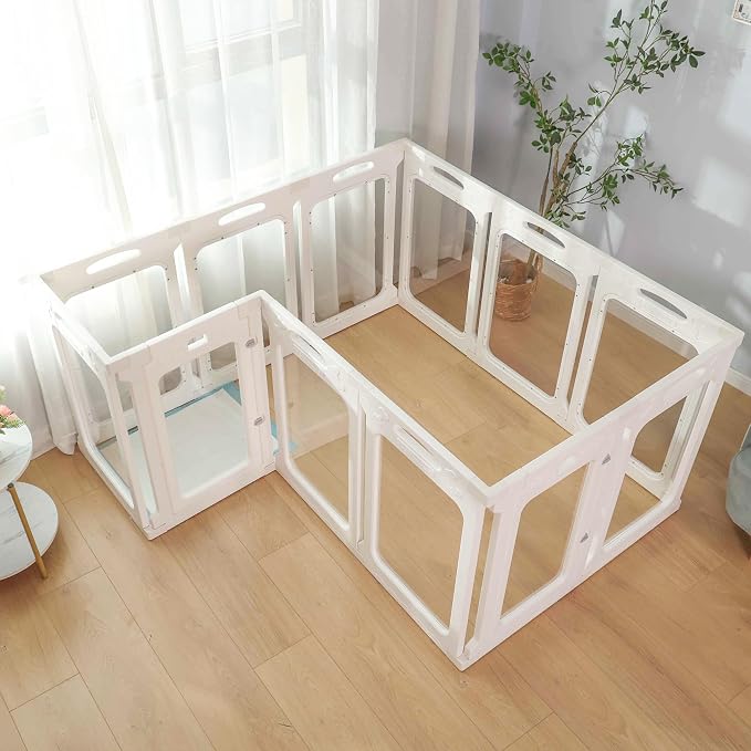 Clear Dog Playpen Extension Panels, 2 Pack, Height 24 inch, White