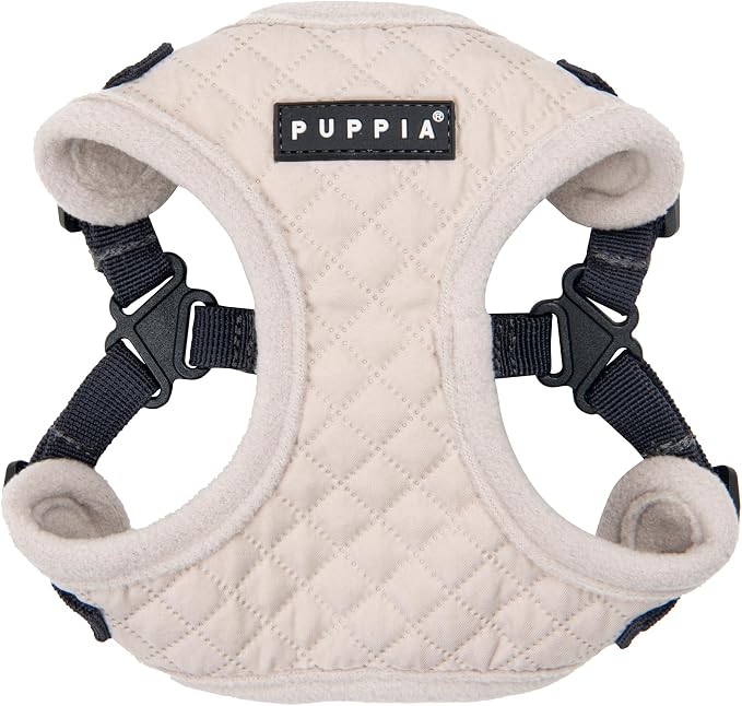 Puppia Irvin Comfort Dog Harness Step-in Warm Winter Diamond Pattern Adjustable Neck and Chest for Small and Medium Dog, Cream, Large