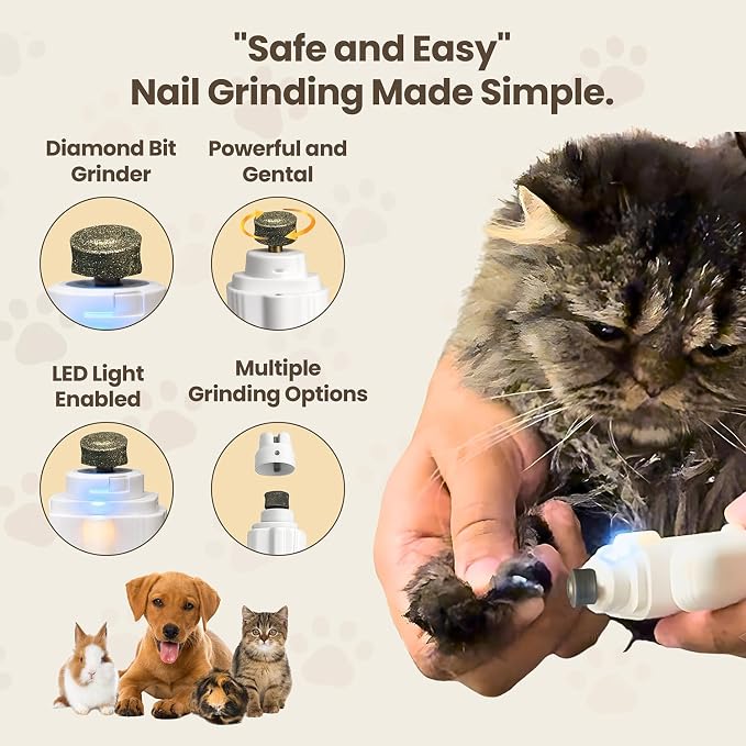 2-in-1 Dog & Cat Nail Clippers with 2 LED Lights, White