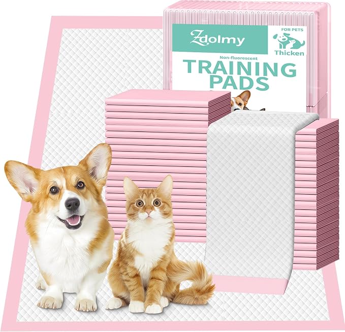 Pink Puppy Pee Pads, 18"x 24" 50 Count Disposable Puppy Pee Pad for Pet Toilet Training, Super Absorbent & Thick, Leak-Proof, Quick-Dry, Pet Potty Pads for Puppies, Dogs, Cats, Rabbits