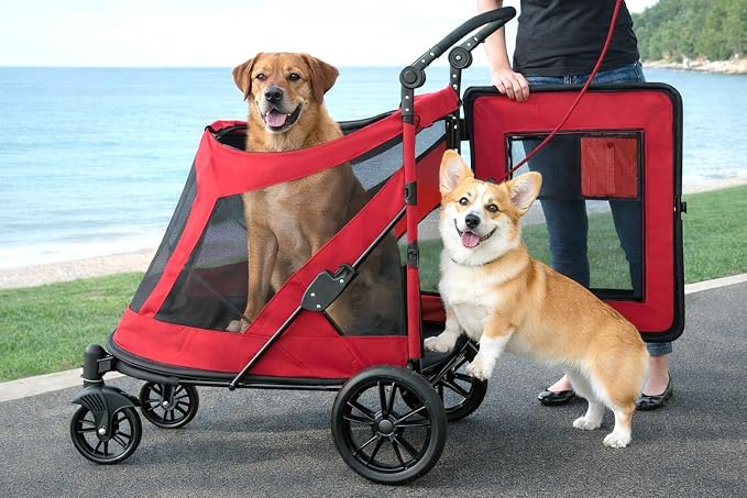 Pet Gear No-Zip Pet Stroller - Candy Apple, Dual Entry
