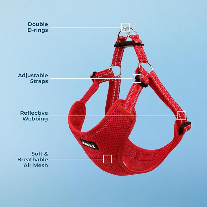 Voyager Step-in Flex Adjustable Dog Harness - Red, X-Large | 23 - 28" in Chest, Fully Adjustable, Reflective Bands, All Weather Breathable Air Mesh, Lightweight, Fast Drying