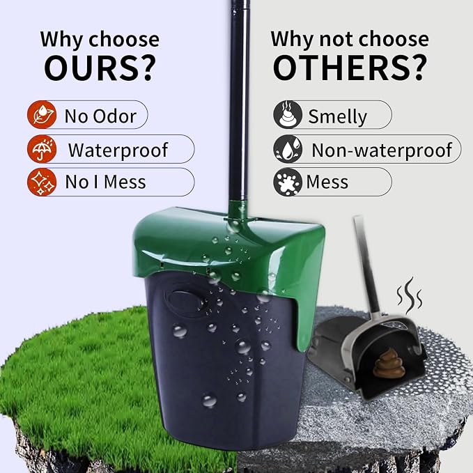 ienjoyed Pooper Scooper Large Swivel Bin & Rake with 160 Waste Bags,Heavy Duty Dog Pooper Scooper with Bag Attachment for Dogs, Long Handle Poop Scooper with Lid for Yard, Grass, Gravel(Dark Green)