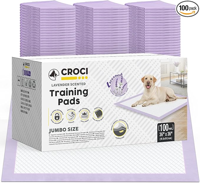 CROCI Dog Pads Extra Large 36x36in, Puppy Pads with Adhesive Tabs Super Absorbent Up to 11 Cups, Disposable (100 Counts)