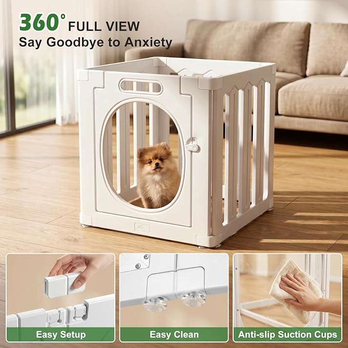Acrylic Dog Playpen for Puppies,Small Dogs, Cats and Rabbits, 24 Inch Height, 4 Panels, White