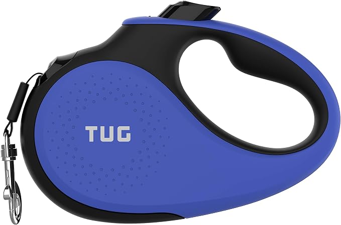 TUG Original Retractable Dog Leash, 16 ft (Small, Blue) | 360° Tangle-Free Retraction, 16 ft Tape, Quick Thumb Lock, Anti-Slip Handle, For Dogs Under 35 lbs