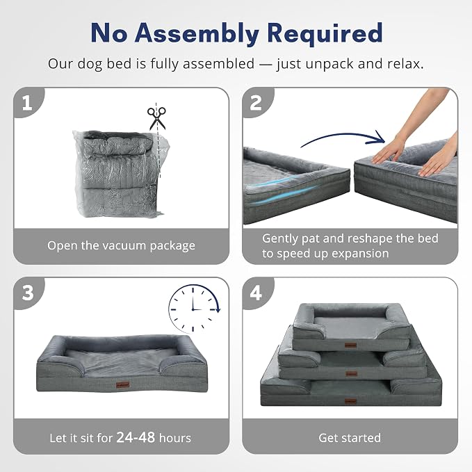 aodisman Orthopedic Memory Foam Dog Bed - Medium, Grey