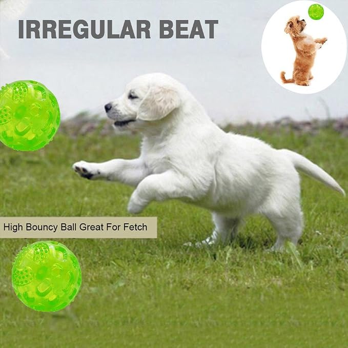 ACEONE Dog Squeaky Ball, Pet Squeak Chew Bouncy Rubber Toy Balls for Small Medium Dogs Indestructible Exercise Training Playing (3 Balls)