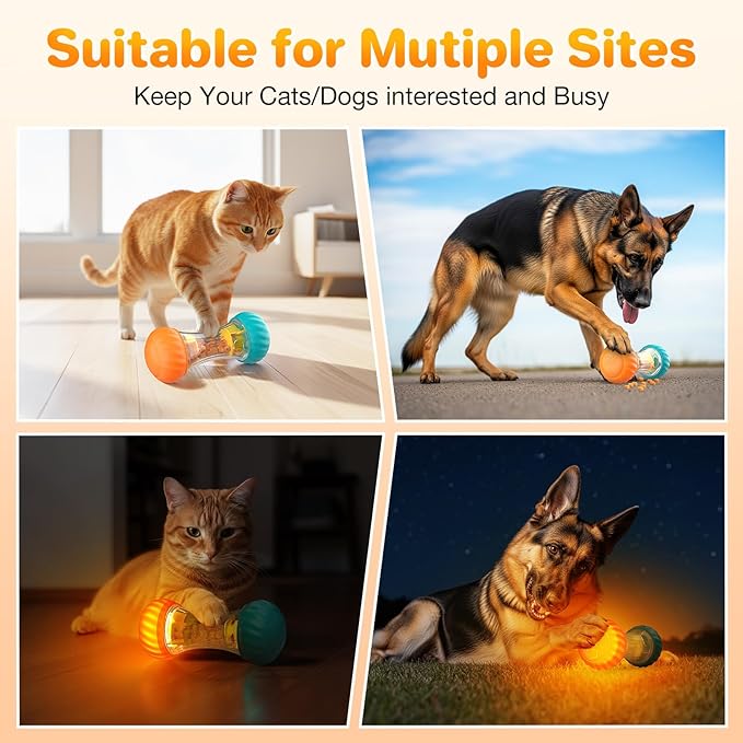 LED Interactive Cat Puzzle Toys Rechargeable, Treat Dispensing cat Toy, Cat Treat Dispenser, Treat Dispensing Slow Feeder