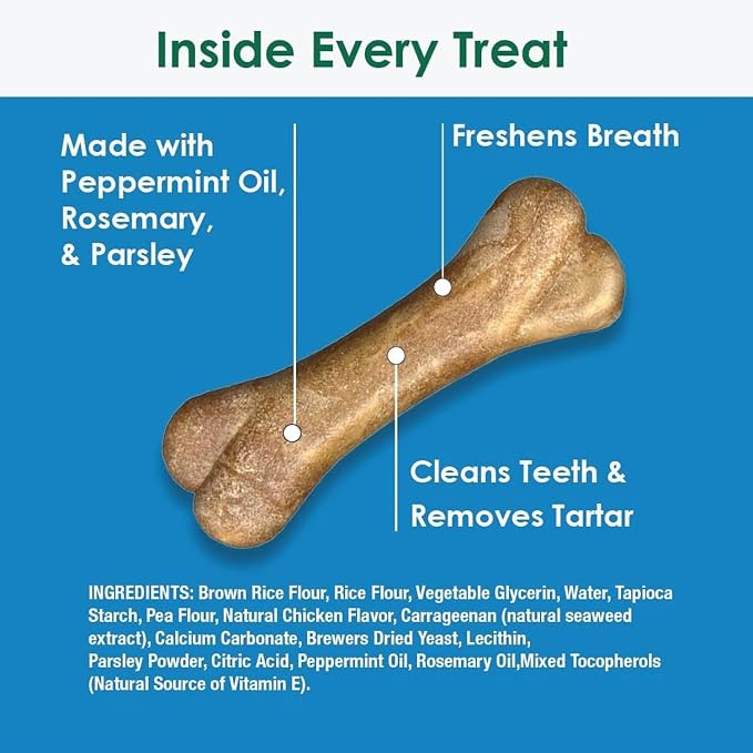 Bonies Natural Breath and Dental Formula Large-Sized Single Bone - All-Natural Ingredients, Fresh Breath, Cleans Teeth, Low Calories, Chicken Flavor, [Large Dogs], 5 Bones