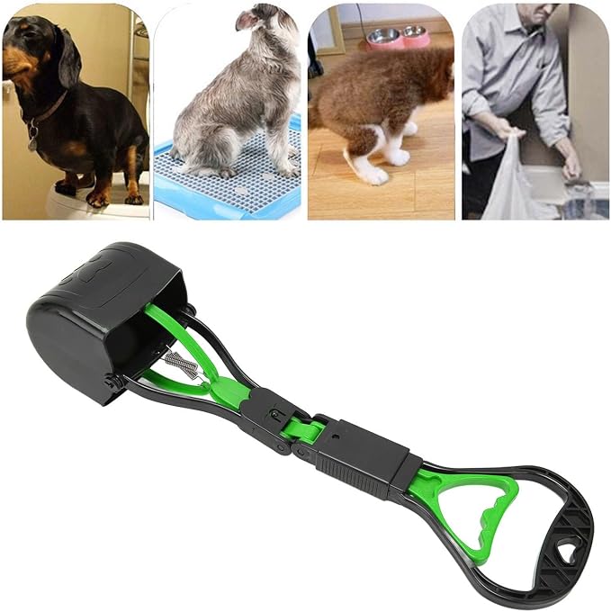 Long Handle Pooper Scooper Large Dog Portable Outdoor Waste Cleaner (Green) | Durable portable poo scoop with extended handle, convenient for outdoor dog poop cleaning and daily pet sanitation