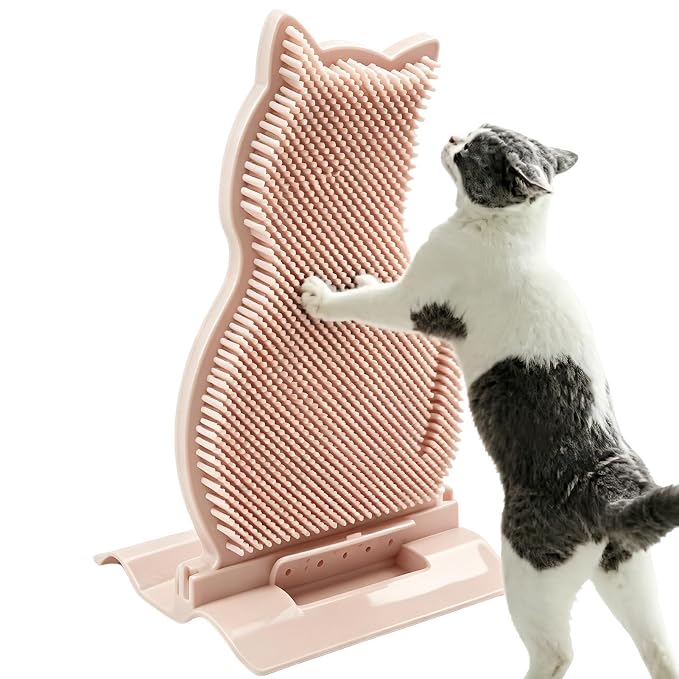 Cat Self Groomer - Corner Massage Brush, Loose Hair Remover, ABS | Bristle Scratching Rubbing Pad, Calming Grooming Instinct, Indoor Apartment Farmhouse Bedroom Balcony