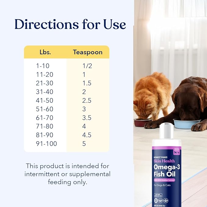 Salmon Oil for Dogs & Cats, Omega 3 Fish Oil for Skin, Coat & Joints, 8oz
