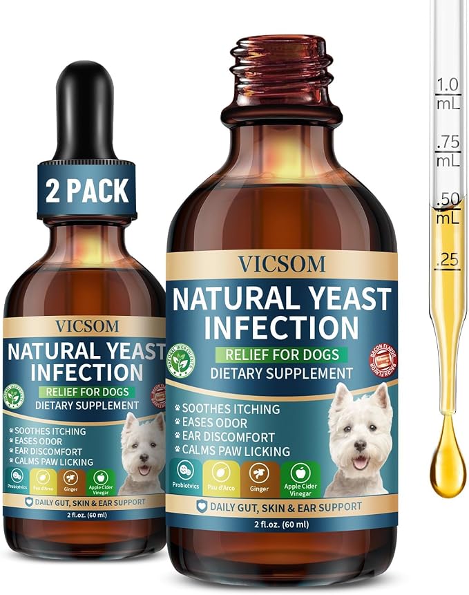 VICSOM Natural Dog Yeast Infection Treatment, 2 Pack 60ml x2