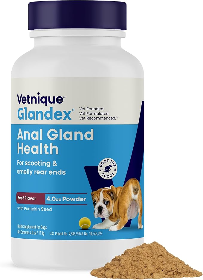 Glandex Beef Liver Anal Gland Support Powder 4oz & Glandex Anal Gland Hygienic Pet Wipes 75ct Bundle, Anal Gland Powder for Dogs with Pumpkin & Fiber, Scented Dog Cleaning Wipes for Anal Glands
