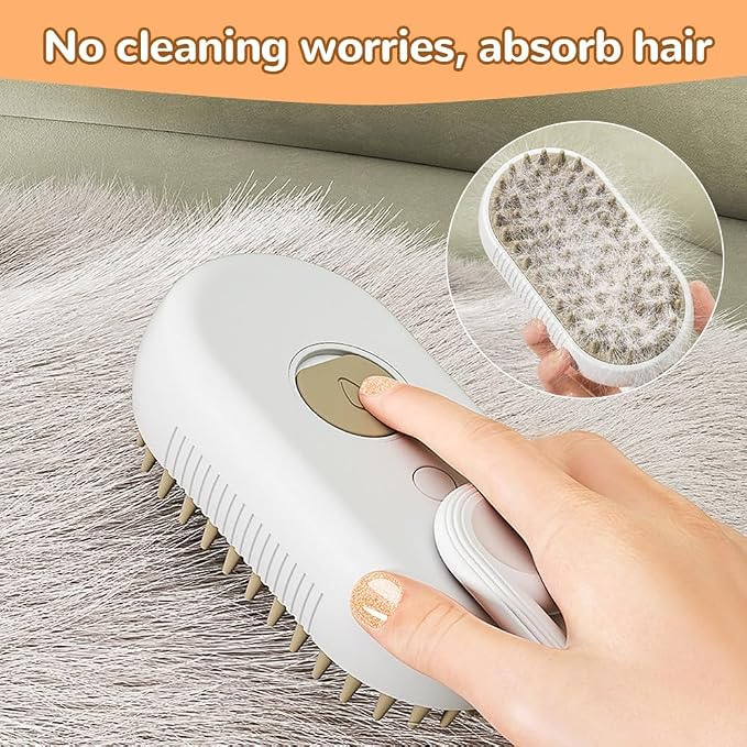 3-in-1 Pet Steam Brush, White
