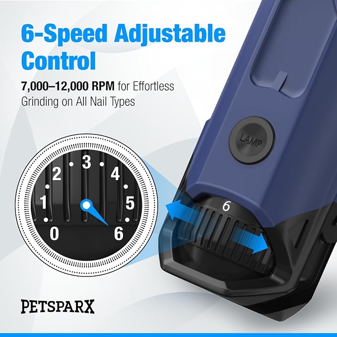 6-Speed Dog Nail Grinder Quiet, Dual, with LED Light