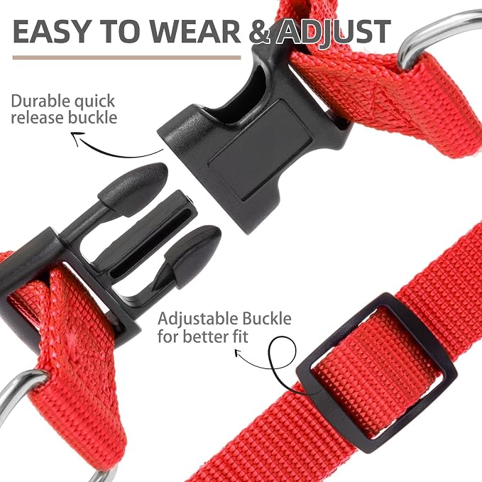 PUPTECK No Pull Dog Harness Large Sized Step-in Adjustable Puppy Vest | Soft Webbing Basic Halter with ID Tag for Outdoor Walking