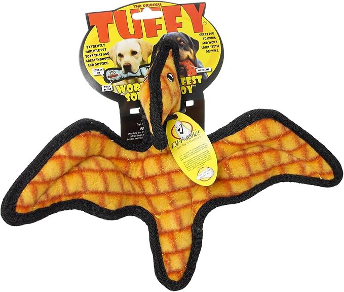 TUFFY® 2 Pack Pterodactyl and Warthog Ultra Durable Plush Dog Toys | Multiple Layers & Reinforced Seams, Washable and Floats, Original Construction