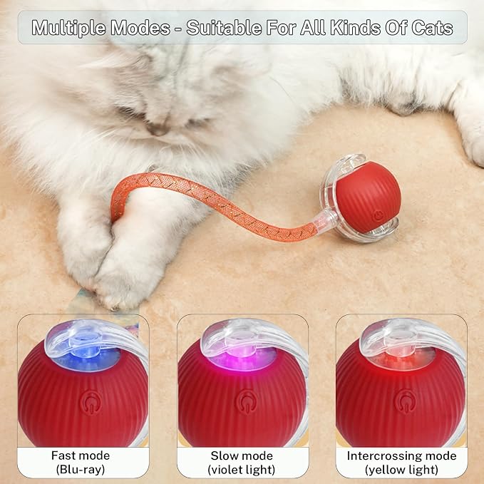 Speedy Tail 3.0 Interactive Toy Ball, 2 Tails for Cats & Dogs | cat chase toy|chirping bird cat toy|Adjustable sound level|300 mA high-capacity battery