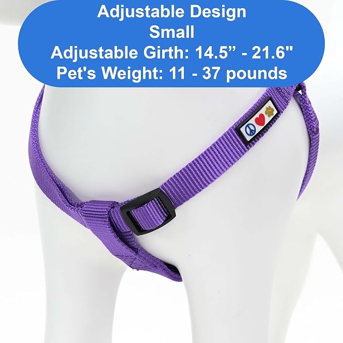 Pawtitas Solid Step-in Dog Harness – Adjustable No-Pull Vest for Puppies to Seniors, Safe & Comfortable S Purple
