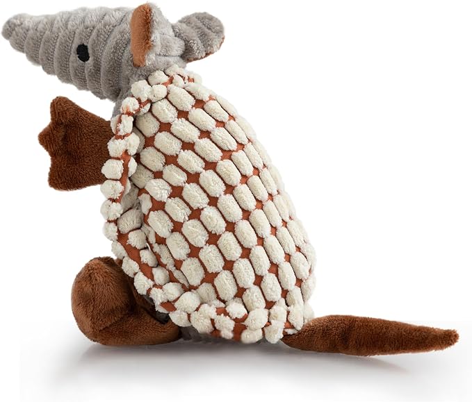Hollypet Armadillo Squeaky Puppy Dog Toys for Small Medium Dogs, 8" | plush stuffed small dog squeak animal toy with unique grunt squeaker textured fabric for teeth cleaning toys