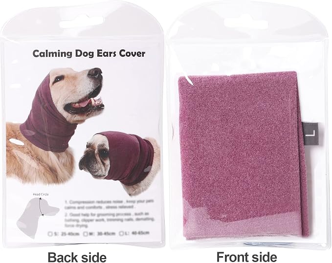 Dog Ear Cover for Anxiety Relief, Dog Calming Hood for Grooming and Bath Drying, Pet Cats and Dogs Ear Protector (Large)