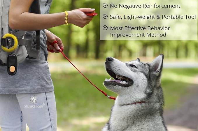 SunGrow Dog Clicker with Wrist Bands, 2 Pack