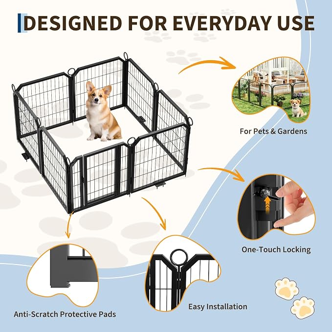 Dog Playpen with Door & Stakes, 24in 16 Panels