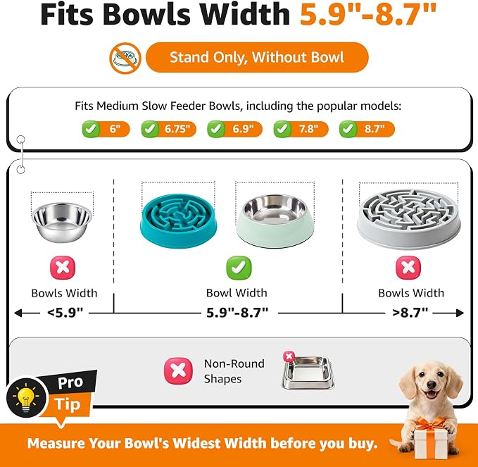 LOOBANI Raised Dog Bowl Stand: Adjustable Width Elevated Dog Bowl Stand Water Food Feeder for Adult, Seniors, Older, Arthritis Dogs, Fits for Bowls Width 5.9"-8.7" (Without Bowls) Deep Blue Medium