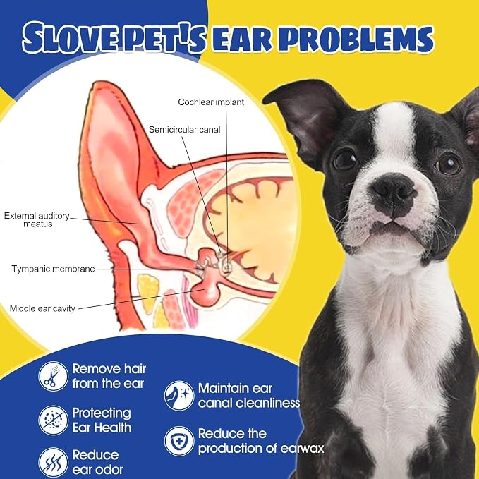 Dog Ear Infection Treatment, Ear Wash with Ear Hair Powder (2pcs)