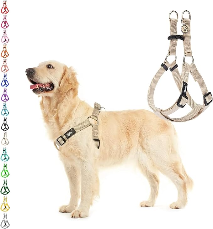 PUPTECK No Pull Dog Harness Medium Sized Step-in Adjustable Puppy Vest | Soft Webbing Basic Halter with ID Tag for Outdoor Walking
