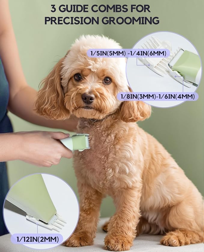 4-in-1 Dog Clippers Grooming Kit - Paw Trimmer & Nail Grinder, Green