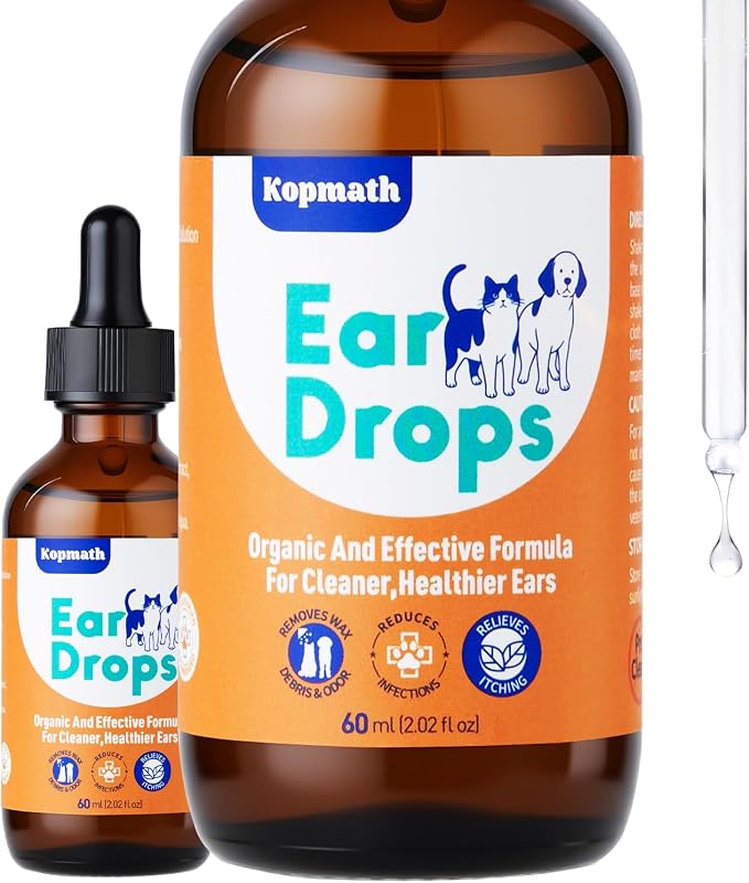 Dog Ear Drops, Dog Ear Cleaner Drops, 2 oz with Dropper