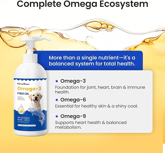 Omega 3 Fish Oil for Dogs & Cats, 300mg EPA+DHA, 16.9 oz