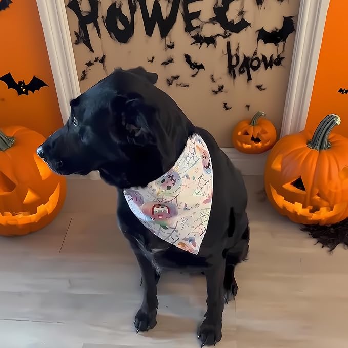 Halloween Dog Bandanas, Pumpkin, Medium, Small