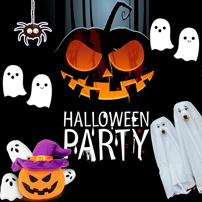 lilfrd Halloween Dog Toys, Pumpkin Ghost Hide & Seek Squeaky Toy | Mental Stimulating Puzzle Design, Durable Plush Material, Suitable for Small Medium Large Dogs