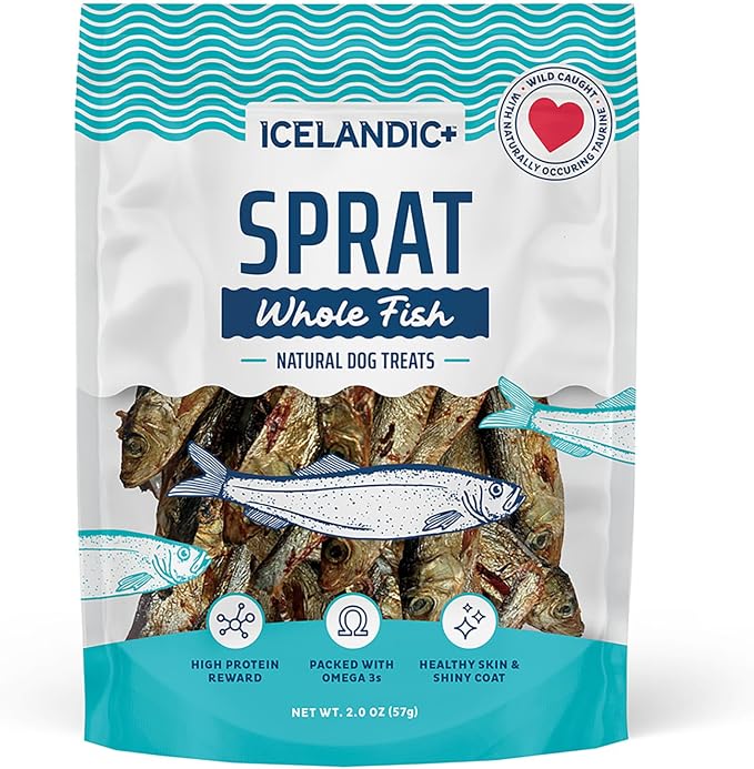 Icelandic+ 2oz Wild-Caught Whole Fish Sprat - Crunchy Air-Dried Dog Treats